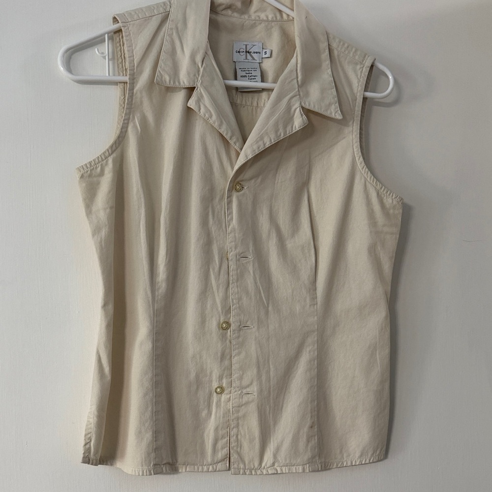 Calvin Klein Jeans Beige Button Down Shirt